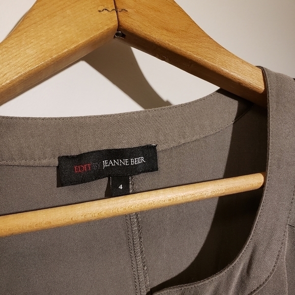 JEANNE BEKER Khaki loose fit Shift Dress SZ 4 - Picture 7 of 9